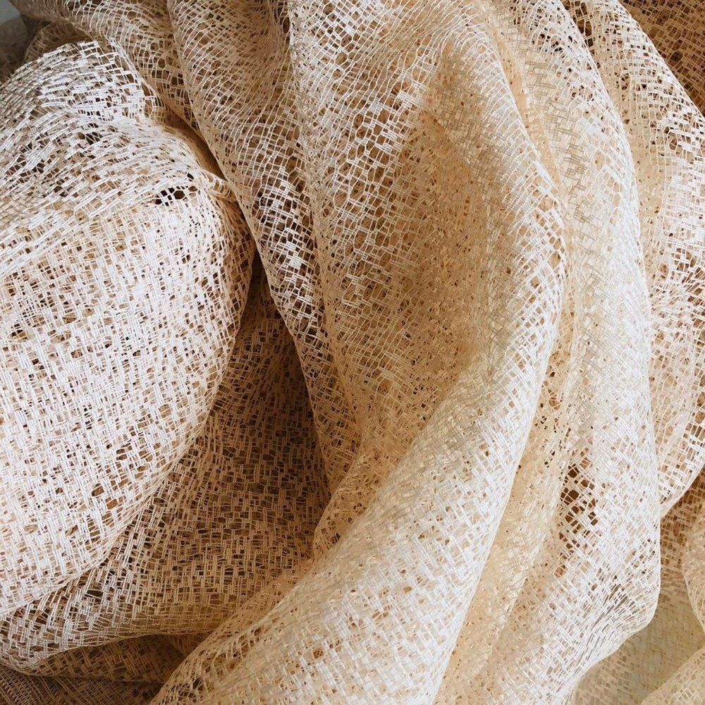 Lace Curtain Fabric Peach 124" wide 3.5 yards